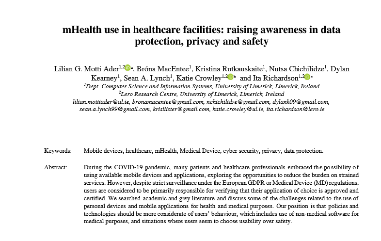 mHealth Use in Healthcare Facilities: 